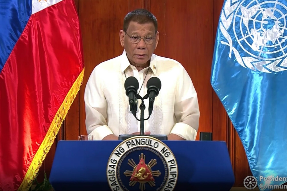 菲律賓總統杜特蒂首次在聯合國大會上發言。（圖片取自菲律實總統府）