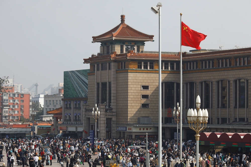中國「十一」黃金週預估全國5億人流動返鄉出遊。（湯森路透）