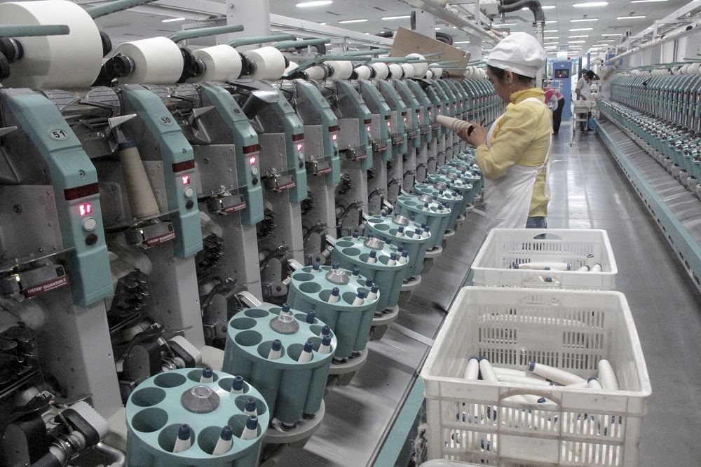 新疆西部阿克蘇市的一家棉製品工廠。（湯森路透）