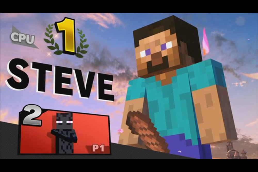 《任天堂明星大亂鬥》與《Minecraft》合作推出的新角色史提夫（Steve）(攝自 Nintendo )