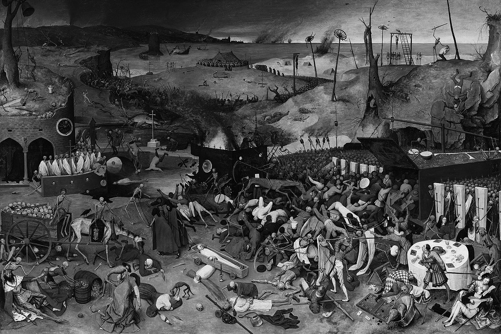 彼得·布魯格爾（Pieter Bruegel）的《死亡的勝利》反映了瘟疫之後的社會動盪和恐怖，這場災難摧毀了中世紀的歐洲。（皇冠文化集團提供）
