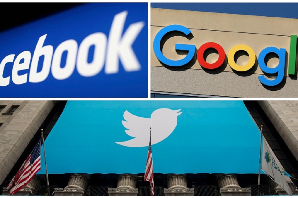 臉書、推特和Google遭傳喚至聽證會接受質詢。（湯森路透）