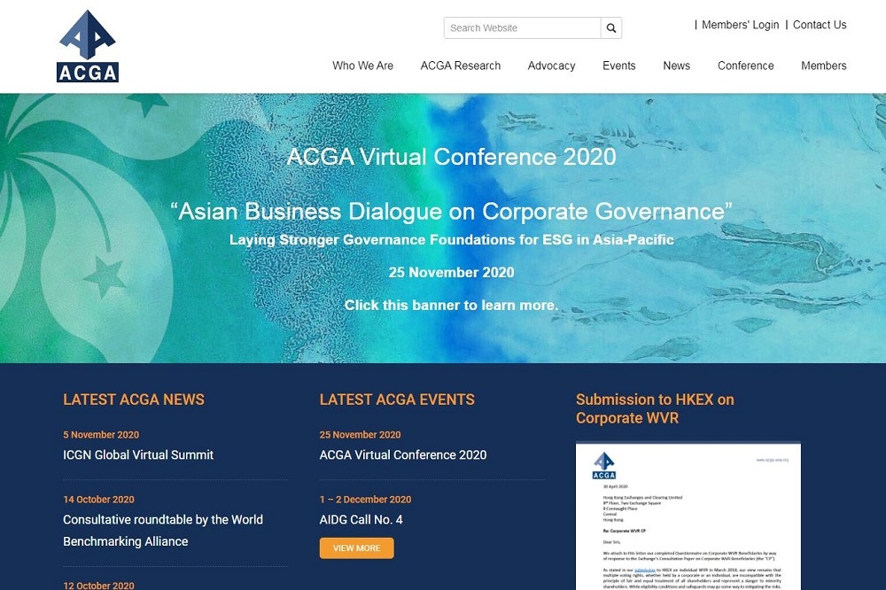 亞洲公司治理協會（ACGA）25日發布亞洲各國公司治理表現，台灣在亞洲12個國家中排名第4，創歷年最佳成績。（取自ACGA官網）