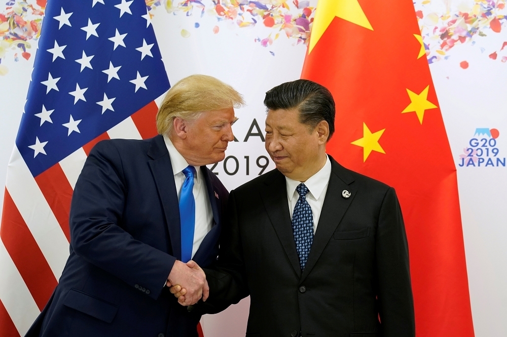 美國總統川普與中國國家主席習近平。（湯森路透）