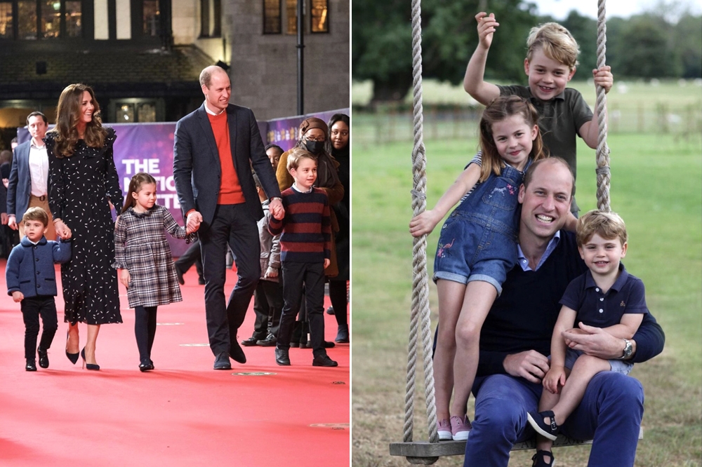 左圖為威廉王子、凱特王妃一家人最新曝光的照片，三個小孩明顯暴風抽高。右圖為他們一家2020年最受歡迎的一張照片！（翻攝自Instagram KensingtonRoyal）