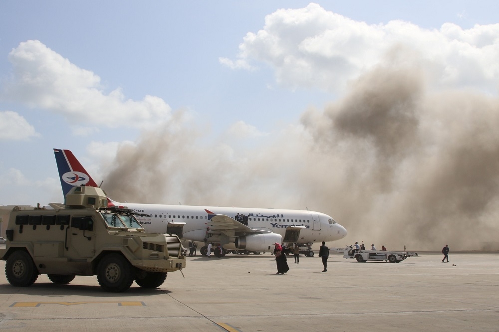 葉門亞丁國際機場。（湯森路透）