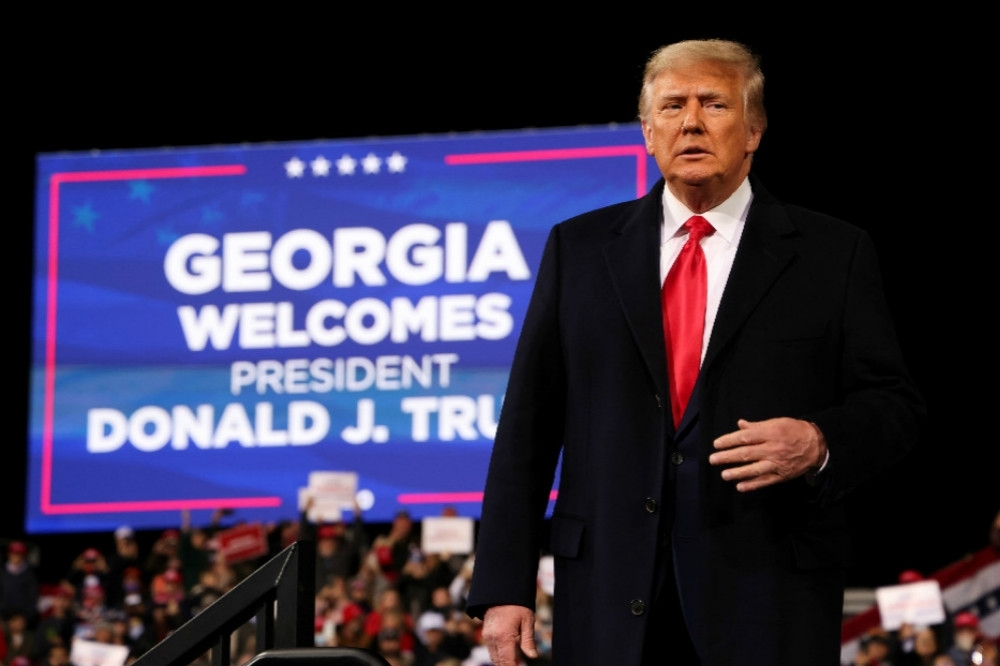 川普不斷質疑喬治亞州的「選舉舞弊」，後果就是很多保守派認同「選舉舞弊」，進一步認爲選舉無用。（湯森路透）
