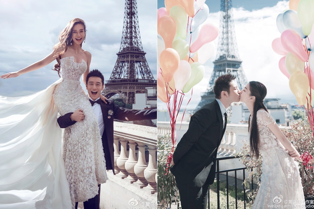 黃曉明與Angelababy在2015年舉行的婚禮超級盛大，極盡浪漫奢華。（翻攝自黃曉明工作室微博）
