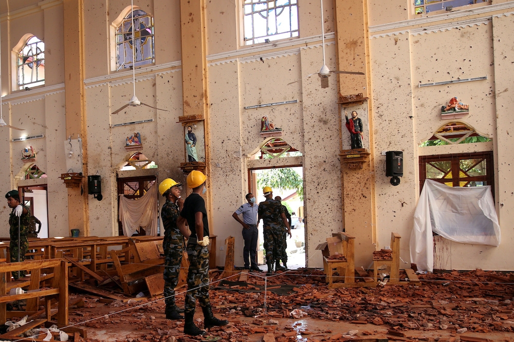 内贡博圣塞巴斯蒂安教堂遭炸毁。（汤森路透）(photo:UpMedia)