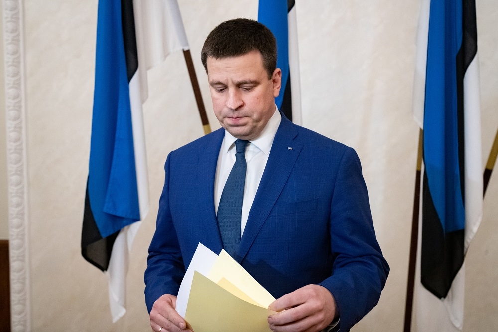 愛沙尼亞總理拉塔斯辭職記者會。（湯森路透）