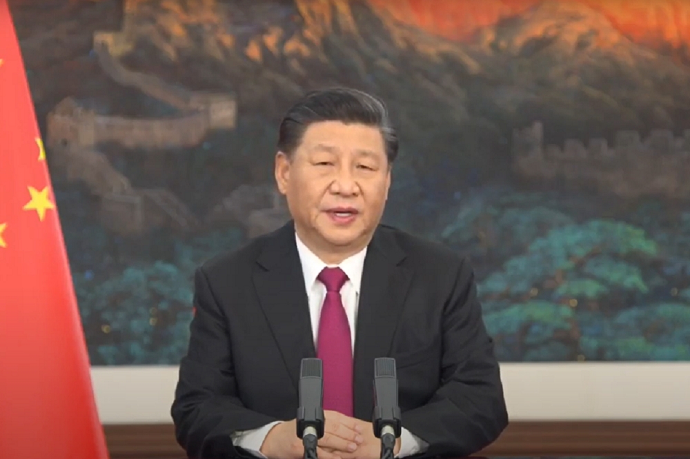 中國國家主席習近平在達沃斯論壇議程討論上致詞。（世界經濟論壇影片截圖）