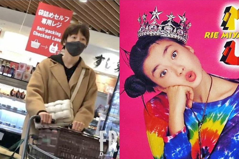 即將48歲的宮澤理惠曾有「亞洲最美少女」美譽，日前被拍到上高檔超市購物（左）。（左翻攝自《Friday》周刊網站，右取自專輯照）