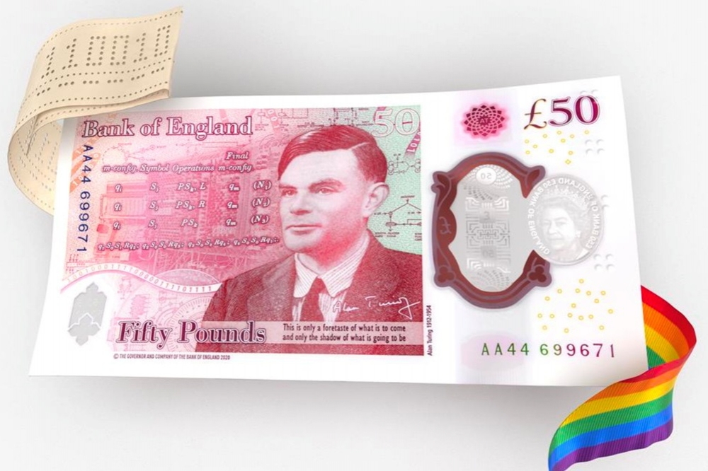 英格蘭銀行公佈新版50元英鎊樣式，將以圖靈擔任代表人物。（湯森路透）