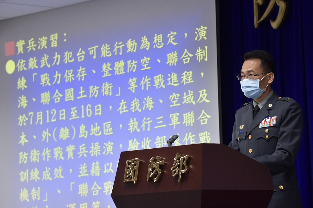 解放軍機頻擾台，國防部７日舉行記者會說明漢光37號演習規劃。（蔣銀珊攝）