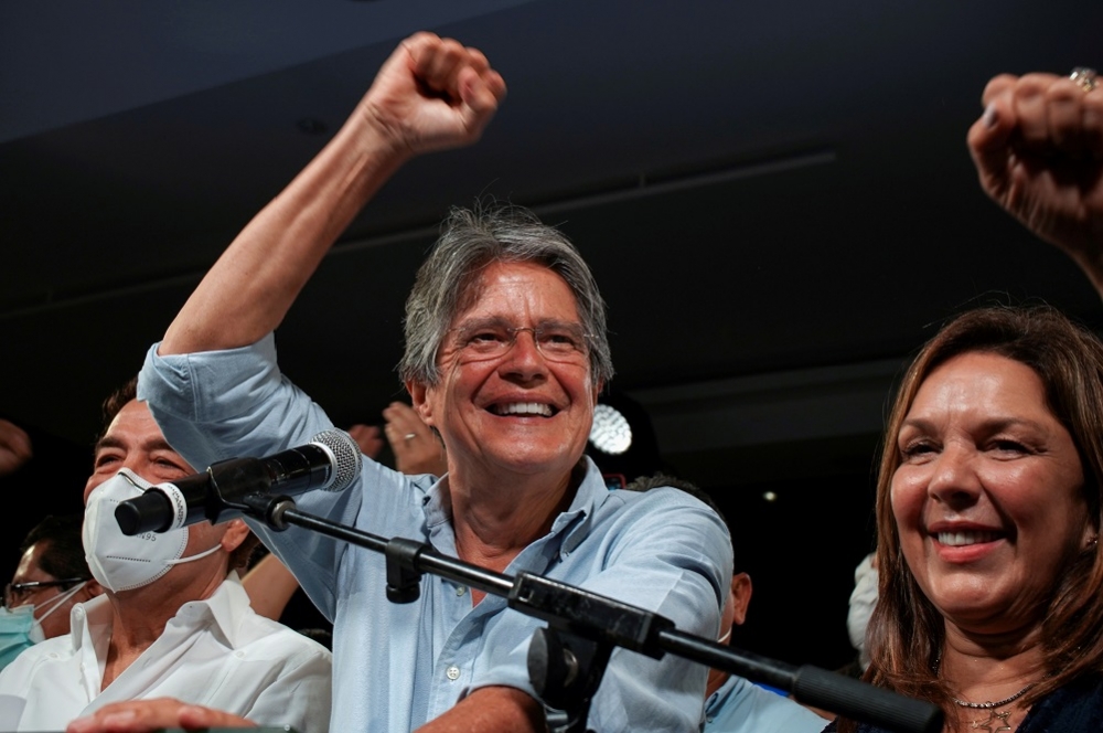 厄瓜多新任總統拉索在勝選之夜。（湯森路透）