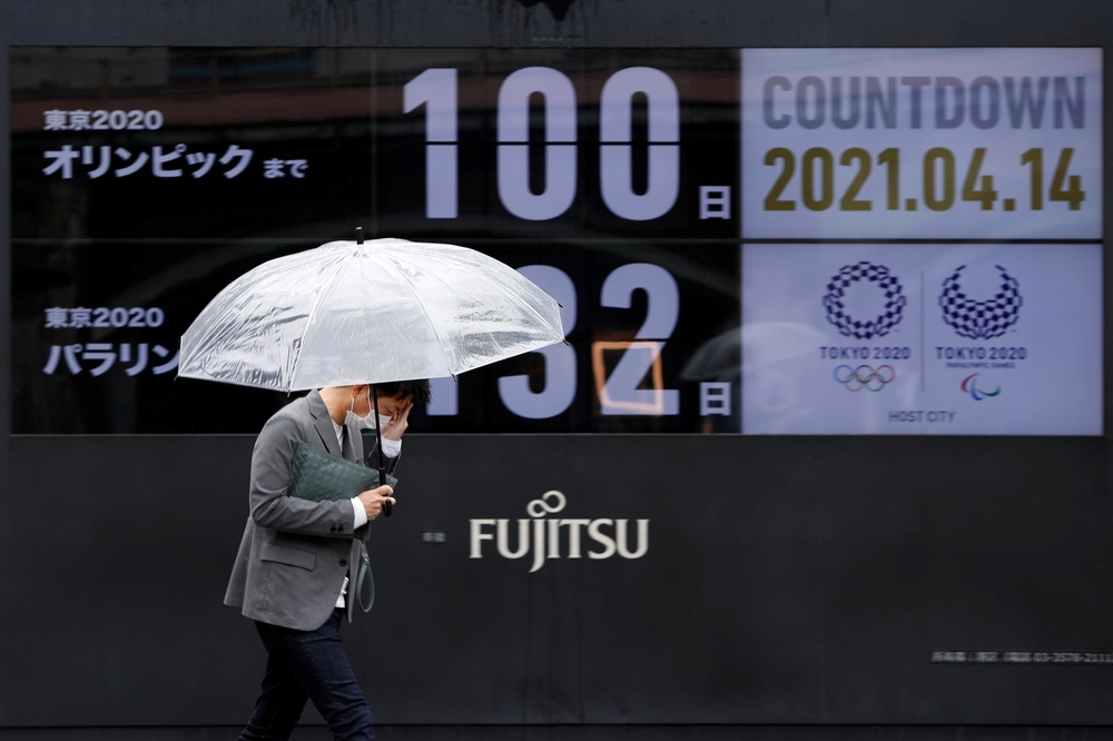 因疫情延宕一年的東京奧運，再次啟動「倒數100天」的計算。（湯森路透）