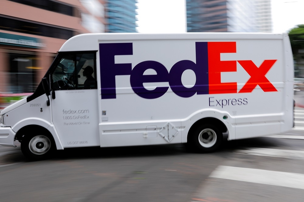 FedEX卡車示意圖。（湯森路透）