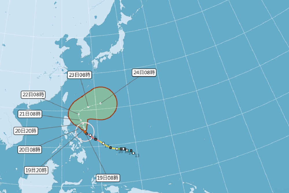 氣象達人彭啟明19日也於臉書表示，強颱「舒力基」在22日轉向遠離台灣，對台無直接影響。（取自中央氣象局）