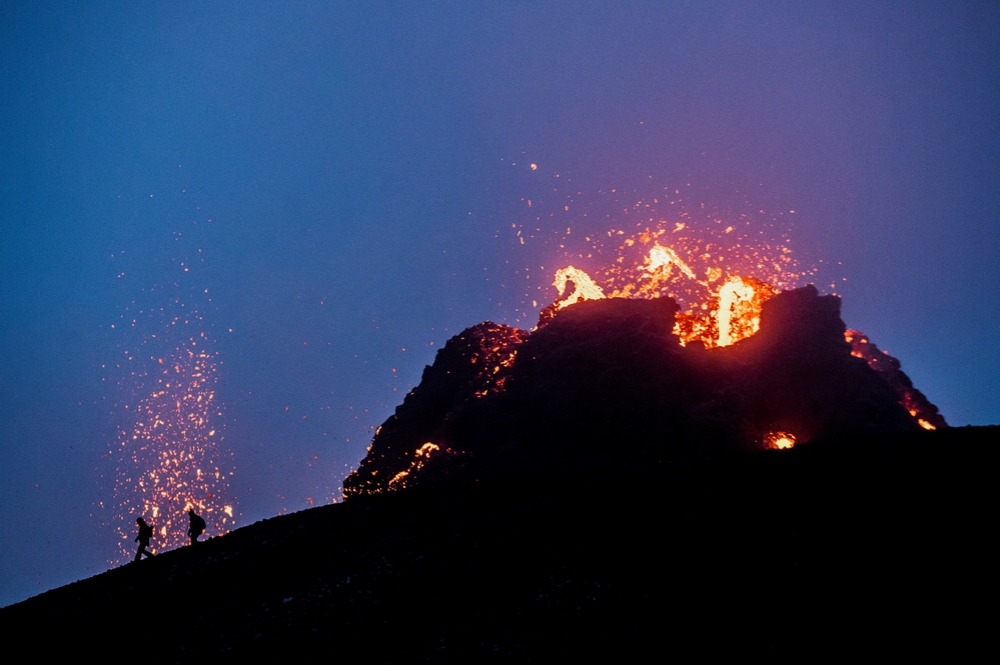 冰島法格拉達爾火山3月噴發。（湯森路透）