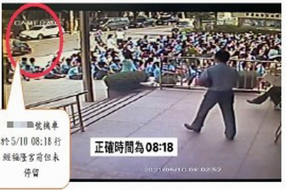 台中市警局調閱監視器比對，大里確診男未與東山高中百名師生接觸。（市府提供）