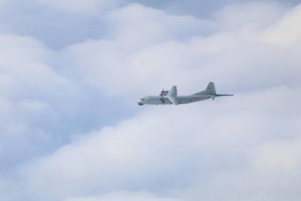 一架解放軍機運8反潛機（如圖），19日上午兩度闖入我西南空域，遭我空軍廣播驅離。（國防部提供）