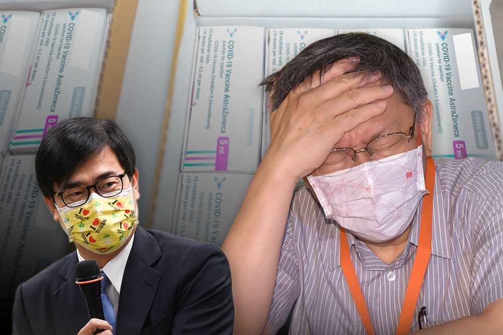 就在台北市長柯文哲（右）還在糾結中央派發的疫苗劑數，高雄市長陳其邁已宣布展開此次AZ接種，拔得頭籌。（合成畫面／資料照片）