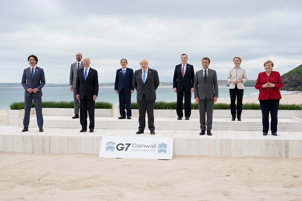 G7領袖高峰會首次提到台海和平。（湯森路透）