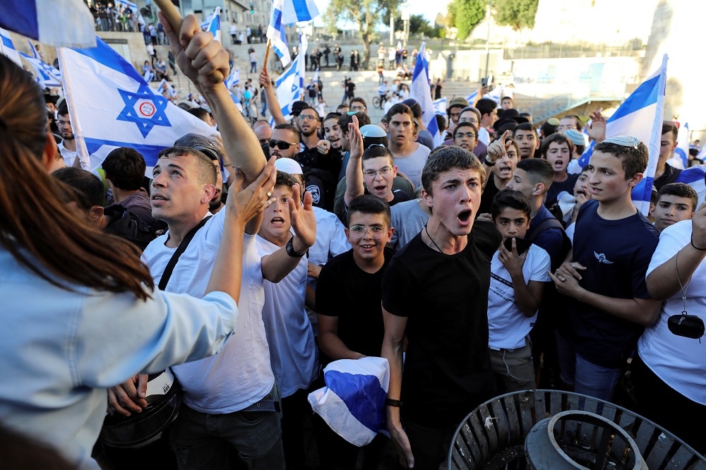 遊行的以色列民族主義團體。（湯森路透）