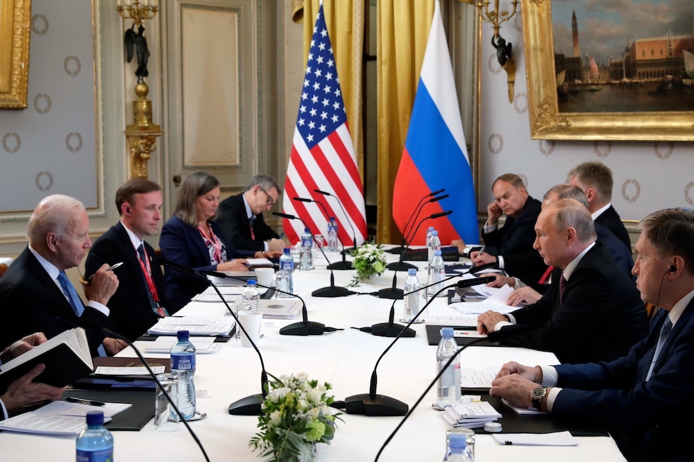 美俄總統拜登與普京於日內瓦召開領袖峰會。（湯森路透）