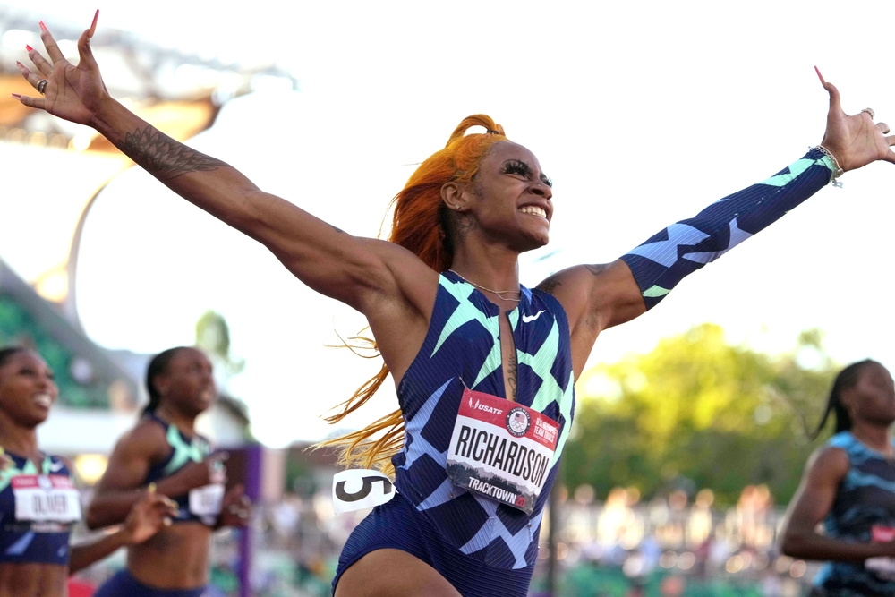 美國短跑女將理查森（Sha'Carri Richardson）大麻檢測陽性，無法參加奧運100公尺競賽。（湯森路透）