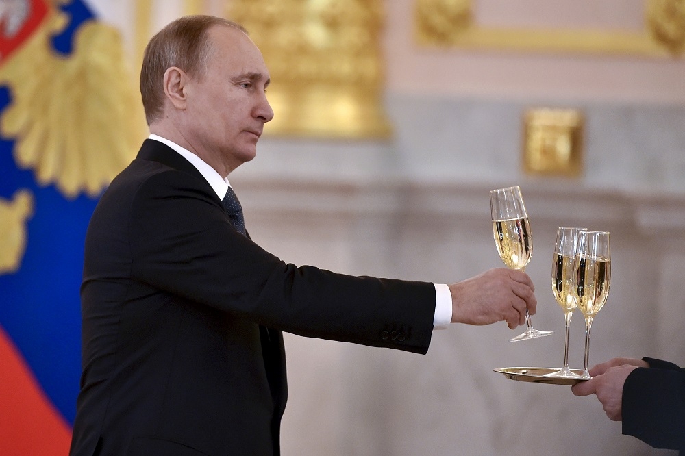 俄羅斯總統普京通過新法，規定往後僅有俄羅斯香檳才能被稱之為「香檳」。（湯森路透 ）