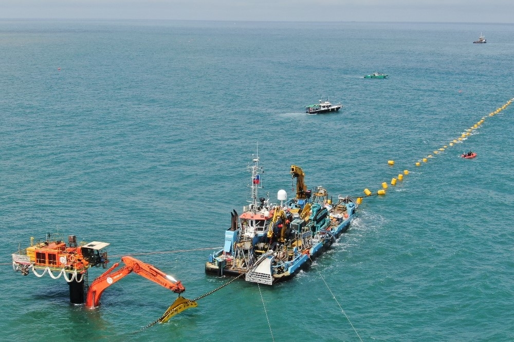 海能風電從4月開始進行輸出海纜安裝工程，於6月底完成。（海能風電提供）