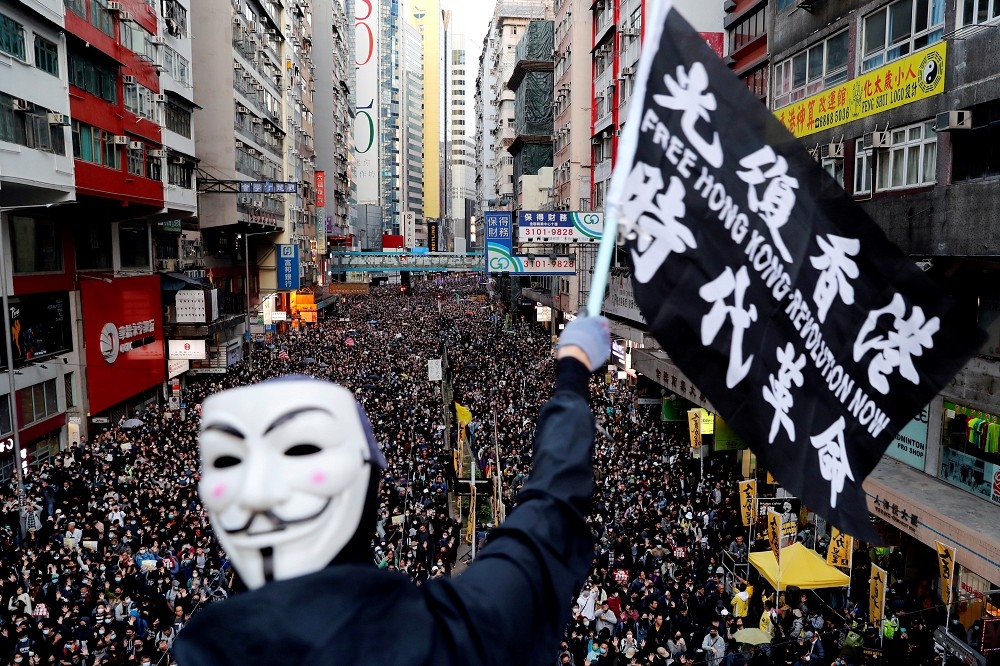 2019年香港爆發反送中抗爭。（湯森路透）