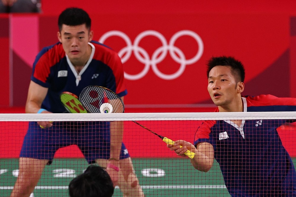 台灣選手王志麟和李洋（圖）29日上午擊敗日本隊遠藤大由及渡邊勇大，晉級羽球男雙四強。（中華奧會提供）