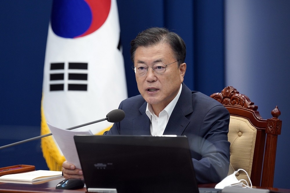 南韓現任總統文在寅。（圖片取自青瓦台推特）