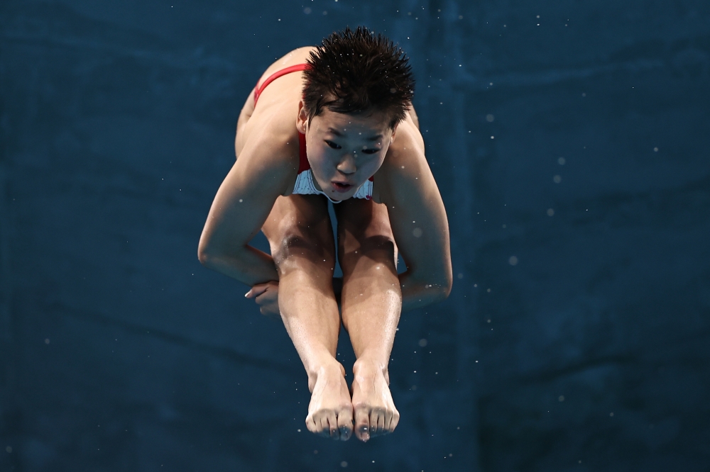 14歲的中國跳水選手全紅嬋，在5日東奧女子10公尺跳水比賽中以466.2的高分奪下金牌。（湯森路透）