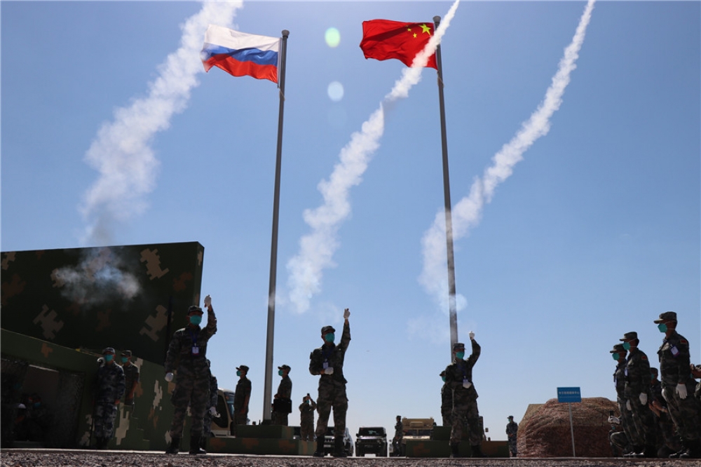 9日中俄聯合軍事演習「西部‧聯合-2021」在中國西北部寧夏自治區展開。（中國國防部）