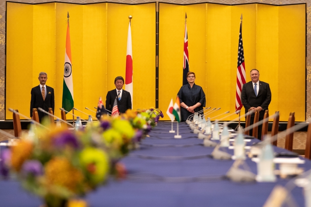 2020年12月，印太四国外长在东京举实体会议，美国国务卿已经改由布林肯接任。 （取自Pompeo推特）(photo:UpMedia)