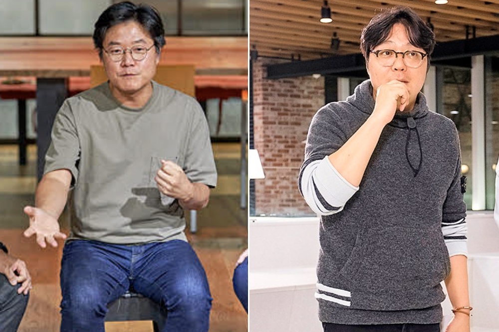 韓國製作人羅䁐錫(羅PD)（左）與導演申元浩一個主導綜藝、一個專攻戲劇，聯手撐起CJ娛樂集團業績。（取自tvN、Netflix）