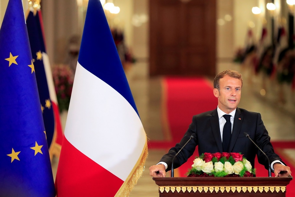 法國總統馬卡洪出席峰會。（湯森路透）