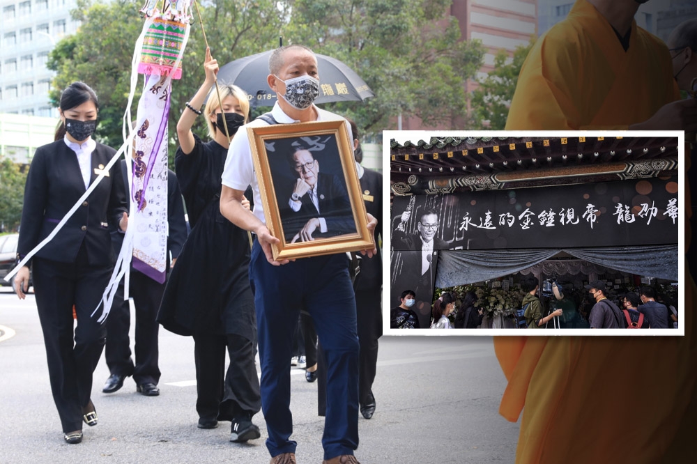 龍劭華告別式22日在台北第一殯儀館景行廳舉辦，他的愛女陳璇（左圖左二）強忍悲傷送父親最後一程。（楊約翰攝）