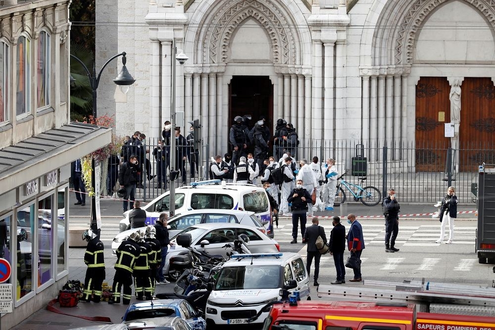 法國尼斯教堂2020年10月發生恐怖攻擊。（湯森路透）