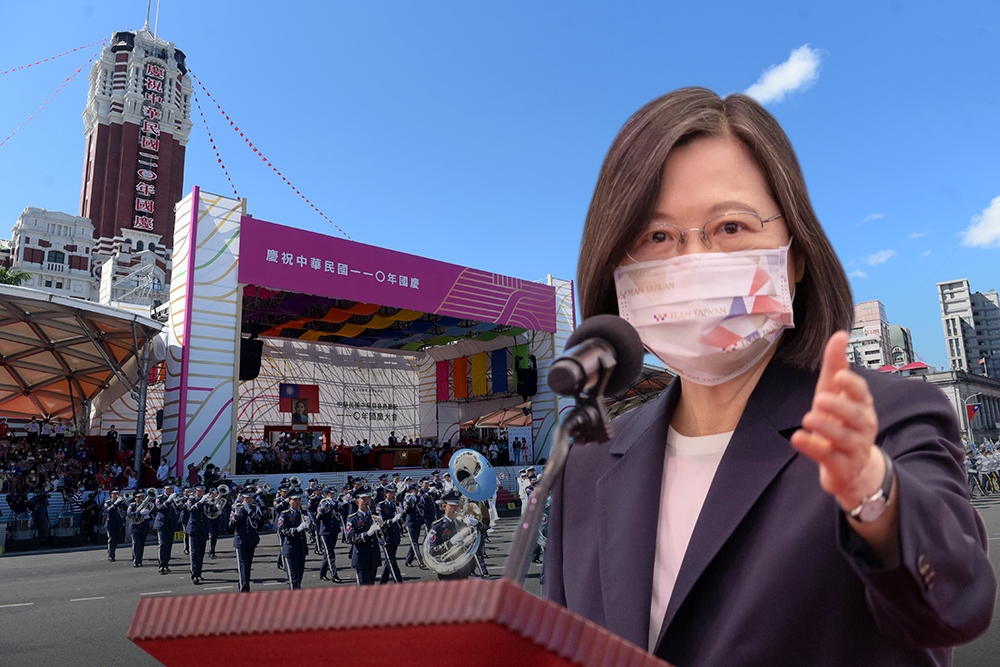 2021雙十慶典10日上午於總統府前登場，蔡英文總統將以「共識化分歧，團結守台灣」為主題發表演說。（合成畫面／張哲偉攝、總統府提供）