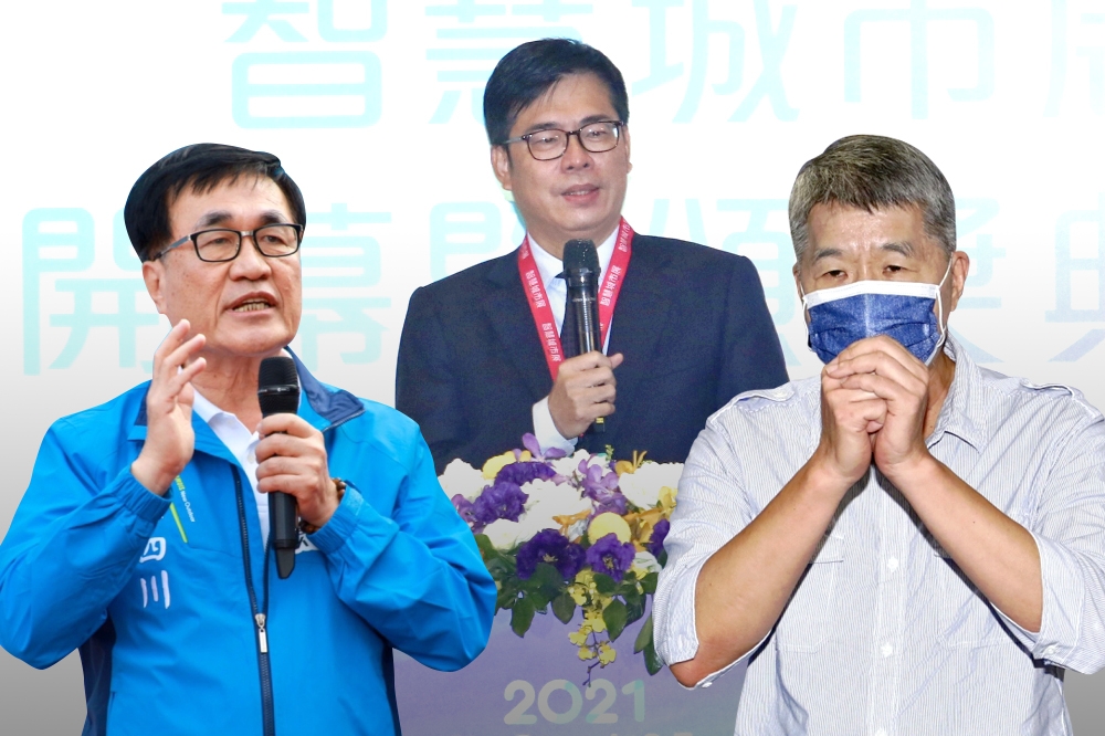 根據《ETtoday新聞雲》最新民調顯示，高雄市長陳其邁（中）的支持度，遠遠勝過李四川（左）與張亞中（右)。 （合成畫面／王侑聖、沈燦家攝）