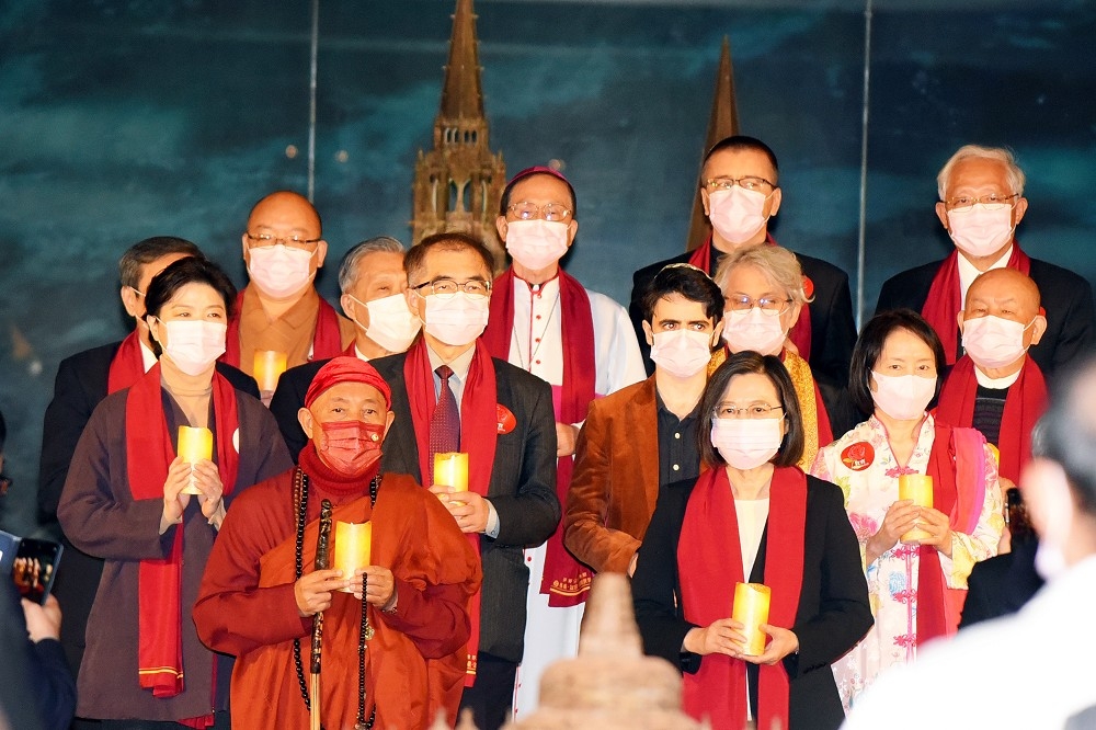 總統蔡英文9日出席世界宗教博物館20周年慶暨世界宗教和諧日活動。（張哲偉攝）
