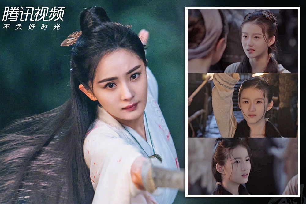 中國13歲童星演員劉琪錡（右）近來在《斛珠夫人》演出女主角楊冪（左）的少女時期，清新氣質和演技都大受好評。（取自《斛珠夫人》官方微博、畫面截圖）