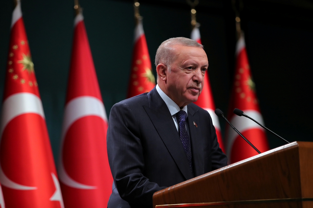 土耳其總統埃爾多安16日宣布2022年最低基本薪資調高50%。（湯森路透）