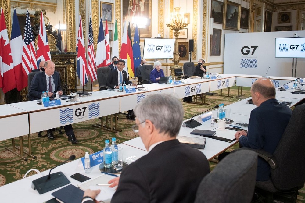 G7此次會議呼應了美國與中共「一帶一路」倡議競爭，避免相關國家因需要基礎設施建設而受中國的牽制。（湯森路透）