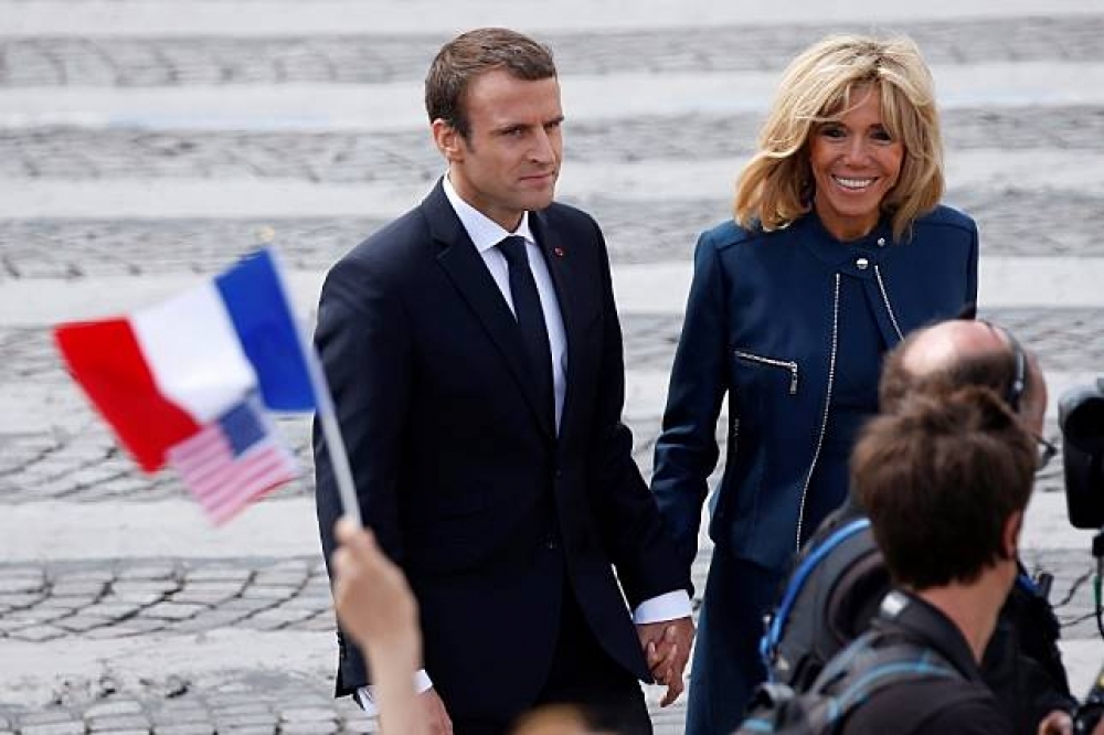 法國總統馬卡洪計畫為妻子布莉姬的第一夫人身分成立正式職位。（湯森路透）