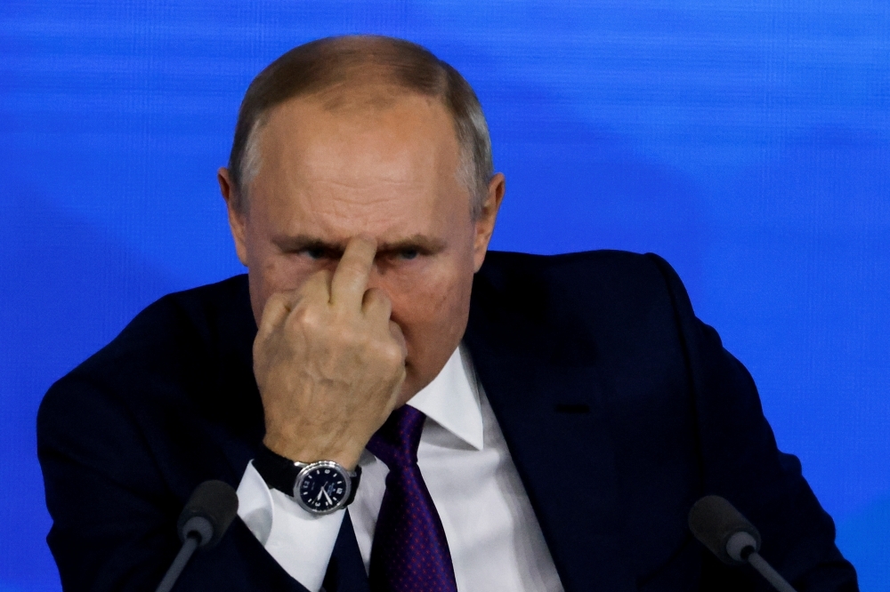 俄羅斯總統普京舉行長達4小時的新聞發佈會。（湯森路透）